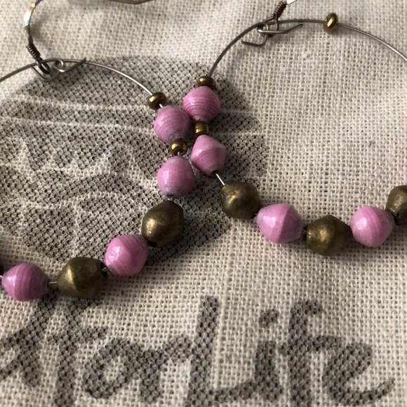 Bead for Life East African Lilac Hoop Earrings - Picture 5 of 6